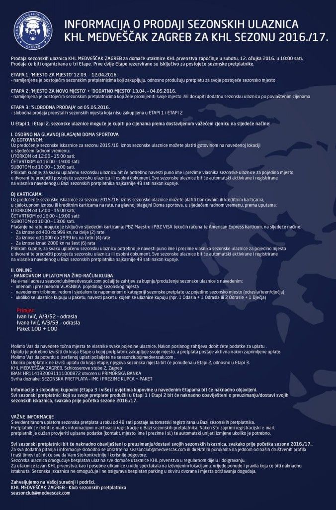 Medveščak, sezonske