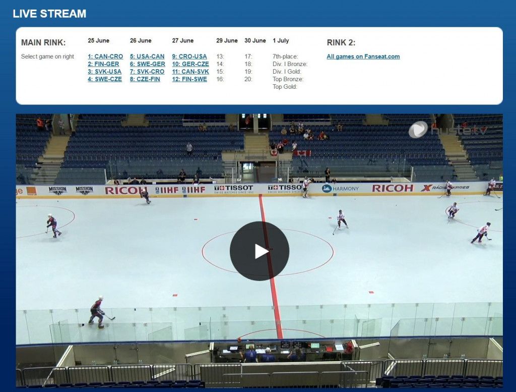 IIHF, Livestream