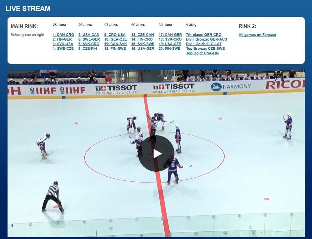 IIHF, livestream